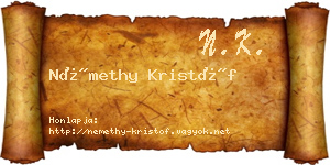 Némethy Kristóf névjegykártya