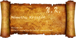 Némethy Kristóf névjegykártya